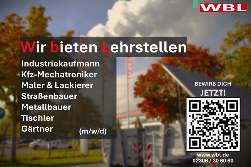 Ausbildung bei der WBL Grafik mit den Ausbildungsberufen der WBL in verschiedenen Fachbereichen